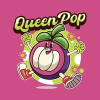 playful Queen Pop fruit character illustration vector
