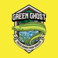Green Ghost moray eel logo design vector
