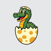 Cute baby Baryonyx Dinosaur isolated cartoon illustration with light background vector