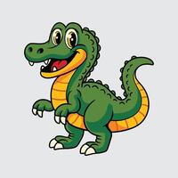 Cute Green Baryonyx Dinosaur isolated cartoon illustration with light background vector