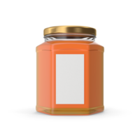 Honey Jar, Product Packaging, Glass Container Food Branding, 3D Render , transparent background, png