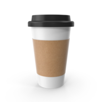 Coffee cup with lid and kraft sleeve on transparent background png