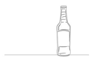 Continuous one line beer bottle vector