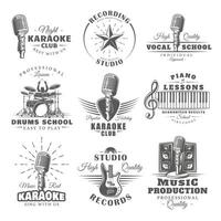 Set of vintage musical labels templates illustration. Elements for design vector