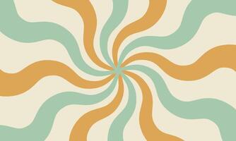 Colorful retro-style wavy spiral background. Groovy 70s-inspired abstract design with a dynamic and nostalgic aesthetic. Perfect for vintage posters, print, banners, social media graphics. vector