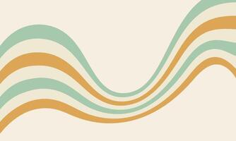 Retro wavy lines background in soft orange, mint, and cream colors. Vintage 70s aesthetic. Perfect for posters, wallpapers, web design, print, banners, social media graphics. vector