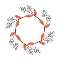 Round frame made of berries and leaves. Woodland wreath. Elegant floral seamless pattern. Template with copy space for wedding invitations and greeting cards. stock illustration. vector
