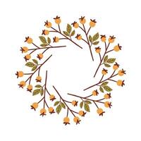Round made of berries and leaves. Woodland wreath. Elegant floral seamless pattern. Template with copy space for wedding invitations and greeting cards. stock illustration.wreath vector