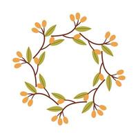 Round frame made of berries and leaves. Autumn wreath. Elegant floral seamless pattern. Template with copy space for wedding invitations and greeting cards. stock illustration. vector