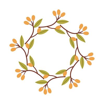 Round frame made of berries and leaves. Autumn wreath. Elegant floral seamless pattern. Template with copy space for wedding invitations and greeting cards. stock illustration.