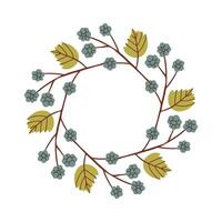 Round frame made of berries and leaves. Woodland wreath. Elegant floral seamless pattern. Template for wedding invitations and greeting cards. stock illustration. vector