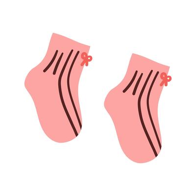 Baby Socks Flat Icon Design For Personal and Commercial Use , hand drawn flat cute illustration isolate on white background .