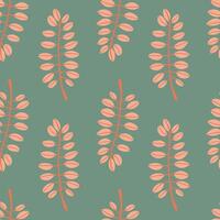 Seamless pattern Autumn leaf border. Gift wrap and scrapbook. illustration for wallpaper, gift paper, fill patterns, web page backgrounds, autumn greeting cards. blue and peach vector