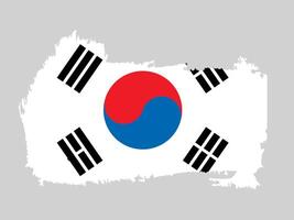 Artistic South Korea flag in brush stroke layout with symbolic circle and black trigrams. vector
