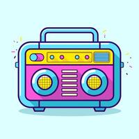 an old style radio with a blue background vector