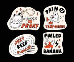 Fun Running Club Sticker Set vector