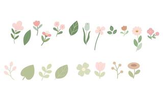 Cute Floral Design with Various Flowers and Leaves vector