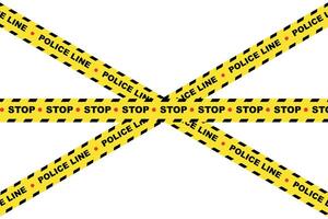 Police line and warning tape with stop, danger, and caution symbols, security barrier and cautionary measures icon vector