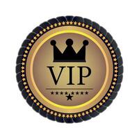 VIP membership badge with crown and stars, symbolizing exclusivity and privilege, luxury club design icon vector