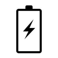 Battery icon symbolizing power and energy storage, with a lightning bolt representing charge, electricity, and battery level icon vector