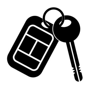 Key and keychain with black background, key ring, symbol of security and access, key icon for security or protection, illustration icon vector