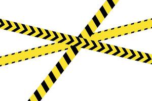 Caution icon with yellow and black striped construction lines crossing, warning signs for danger and hazard, security and safety icon vector