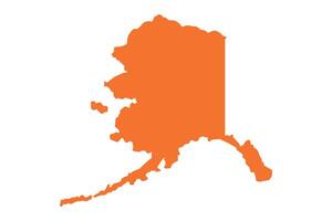 Map of the United States with Alaska in orange, showcasing American territories, states, and borders in clear design icon vector