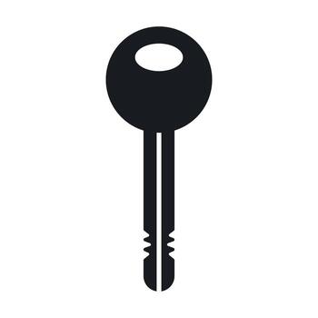 Simple key icon with a ring and a symbol of access, isolated on white, key with keyring design for security or unlocking icon vector