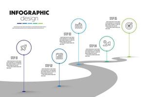 street concept for infographic timeline presentations and business concept charts with 5 options vector