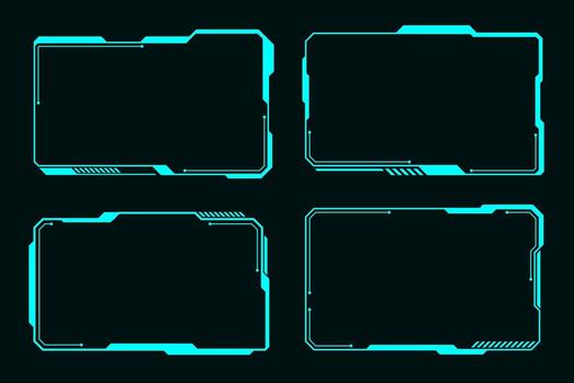 Futuristic set hi tech frame cyberpunk style design element Technology HUD sci-fi vector