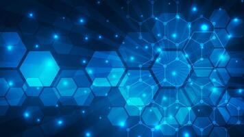 Blue hexagon pattern with glowing effects vector
