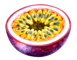 top view of passion fruit cut open isolated background png