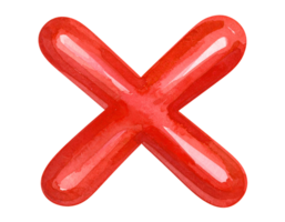 watercolor ketchup cross mark in red x shape with glossy texture on isolated background png