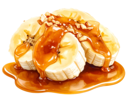 banana slice with caramel watercolor isolated background png
