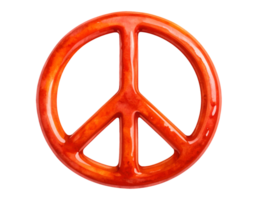 peace symbol shaped with red ketchup drop in watercolor style on isolated background for food art and condiment design png