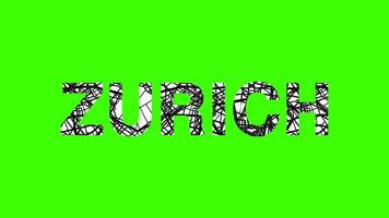 Zurich word with abstract map pattern on green background video