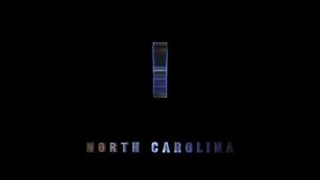 North Carolina glowing map silhouette in 3D view video