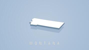 Clean white 3D shape of Montana on pastel blue background with soft shadows. Geometric isometric state map for geographic visuals and design projects. video