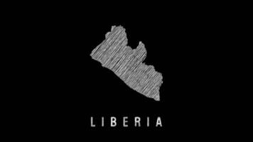 Liberia hand-drawn map with chalk texture video
