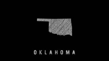 Oklahoma map illustration with chalk texture on dark background video