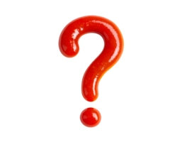 realistic ketchup shaped like question mark symbol with glossy texture on isolated background for food art and creative condiment design png