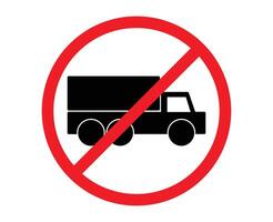 Trucks are prohibited from parking. Trucks are prohibited from passing. No truck sign. A red circle with a line through no trucks vector