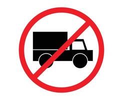 Trucks are prohibited from parking. Trucks are prohibited from passing. No truck sign. A red circle with a no box cars vector