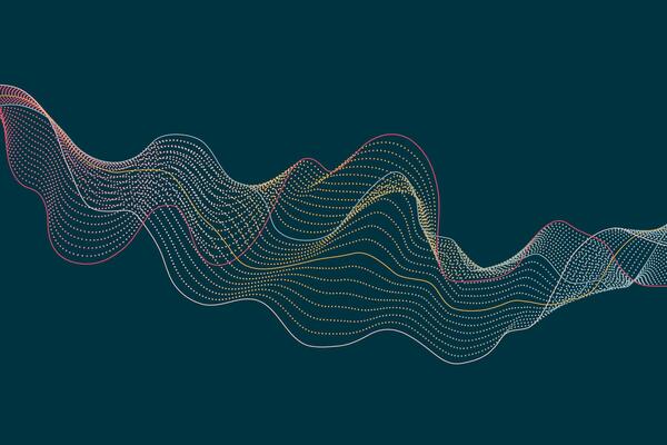 Flowing wave shapes created with dotted and lined patterns forming a abstract background