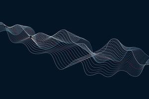 Dynamic curves of dots and lines move in harmony on a deep dark background vector