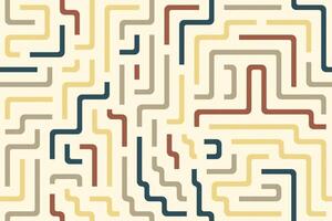 Colorful abstract maze lines background with red, yellow, green segments on a cream base vector