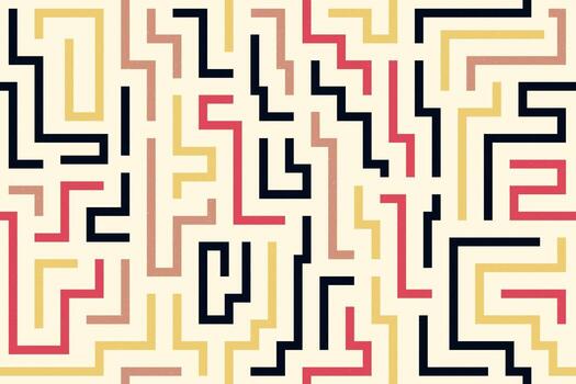 Seamless pattern with curved colorful maze lines in an abstract modern design vector