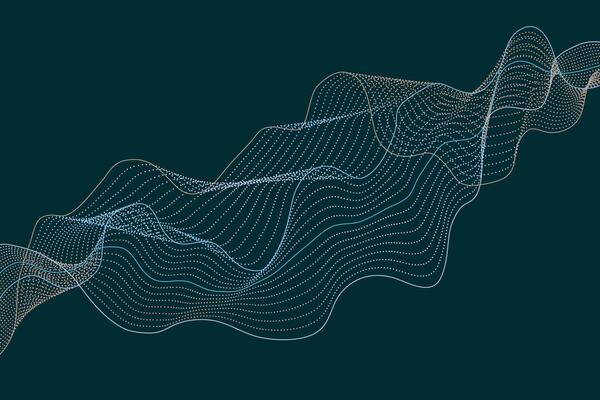Abstract waves using dotted and lined elements for a flowing tech-style design