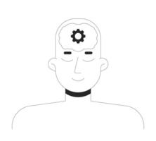 Human Mind With Brain Gear Symbol Line Character vector
