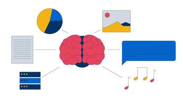 Brain With Data Input Sources Illustration Concept vector